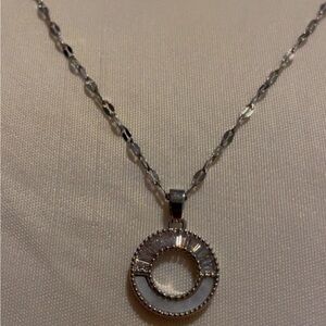 Elegant Silver Necklace with Circular Pendant 304 stainless steel copper block